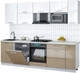 Миниатюра изображения товара Кухонный гарнитур Интерлиния Мила Gloss 2.6-ПМ2 (капучино глянец/белый глянец/опал светлый)