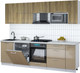 Миниатюра изображения товара Кухонный гарнитур Интерлиния Мила Gloss 2.6-ПМ2 (капучино глянец/дуб вотан/серый каспий)