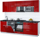 Миниатюра изображения товара Кухонный гарнитур Интерлиния Мила Gloss 2.6-ПМ2 (красный глянец/красный глянец/кастилло темный)