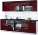 Миниатюра изображения товара Кухонный гарнитур Интерлиния Мила Gloss 2.6-ПМ2 (бордовый глянец/бордовый глянец/кастилло темный)
