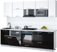 Миниатюра изображения товара Кухонный гарнитур Интерлиния Мила Gloss 2.6-ПМ2 (черный глянец/белый/белый гранит)