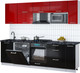 Миниатюра изображения товара Кухонный гарнитур Интерлиния Мила Gloss 2.6-ПМ2 (черный глянец/красный глянец/кастилло темный)