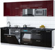 Миниатюра изображения товара Кухонный гарнитур Интерлиния Мила Gloss 2.6-ПМ2 (черный глянец/бордовый глянец/кастилло темный)