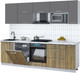 Миниатюра изображения товара Кухонный гарнитур Интерлиния Мила Gloss 2.6-ПМ2 (дуб вотан/серый/белый гранит)