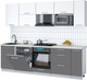 Миниатюра изображения товара Кухонный гарнитур Интерлиния Мила Gloss 2.6-ПМ2 (серый/белый/опал светлый)