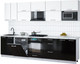 Миниатюра изображения товара Кухонный гарнитур Интерлиния Мила Gloss 3.0-ПМ2 (черный глянец/белый/белый гранит)