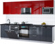 Миниатюра изображения товара Кухонный гарнитур Интерлиния Мила Gloss 3.0-ПМ2 (асфальт глянец/красный глянец/кастилло темный)