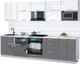 Миниатюра изображения товара Кухонный гарнитур Интерлиния Мила Gloss 3.0-ПМ2 (серый/белый глянец/белый гранит)