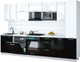 Миниатюра изображения товара Кухонный гарнитур Интерлиния Мила Gloss 3.2-ПМ2 (черный глянец/белый глянец/белый гранит)