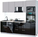 Миниатюра изображения товара Кухонный гарнитур Интерлиния Мила Gloss 2.45-ПМ3 (черный глянец/грей/бискайская сосна)