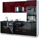 Миниатюра изображения товара Кухонный гарнитур Интерлиния Мила Gloss 2.45-ПМ3 (черный глянец/бордовый глянец/кастилло темный)