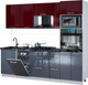 Миниатюра изображения товара Кухонный гарнитур Интерлиния Мила Gloss 2.45-ПМ3 (асфальт глянец/бордовый глянец/кастилло темный)