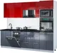 Миниатюра изображения товара Кухонный гарнитур Interline Мила Gloss 2.55-ПМ3 (асфальт глянец/красный глянец/кастилло темный)