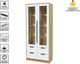 Миниатюра изображения товара Шкаф с витриной Интерлиния Концепт КТ-ШВ2 с подсветкой (белый платинум/дуб золотой)