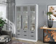 Миниатюра изображения товара Шкаф с витриной Интерлиния Концепт КТ-ШВ3 с подсветкой (серебро/белый платинум)
