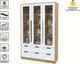Миниатюра изображения товара Шкаф с витриной Интерлиния Концепт КТ-ШВ3 с подсветкой (белый платинум/дуб золотой)
