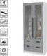 Миниатюра изображения товара Шкаф с витриной Interline Концепт КТ-ШВ2 (серебро/белый платинум)