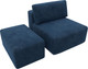 Миниатюра изображения товара Комплект мягкой мебели Лига Диванов Лига-060 НПБ с пуфом / 129605 (велюр Brut 11 синий)