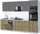 Миниатюра изображения товара Кухонный гарнитур Interline Мила Gloss 2.85-ПМ3 (дуб вотан/серый/белый гранит)