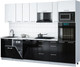 Миниатюра изображения товара Кухонный гарнитур Интерлиния Мила Gloss 2.9-ПМ3 (черный глянец/белый/белый гранит)