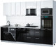 Миниатюра изображения товара Кухонный гарнитур Интерлиния Мила Gloss 2.9-ПМ3 (черный глянец/белый глянец/белый гранит)