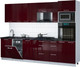 Миниатюра изображения товара Кухонный гарнитур Интерлиния Мила Gloss 2.9-ПМ3 (бордовый глянец/бордовый глянец/кастилло темный)