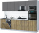 Миниатюра изображения товара Кухонный гарнитур Интерлиния Мила Gloss 2.9-ПМ3 (дуб вотан/серый/белый гранит)