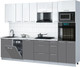 Миниатюра изображения товара Кухонный гарнитур Интерлиния Мила Gloss 2.9-ПМ3 (серый/белый глянец/белый гранит)