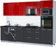Миниатюра изображения товара Кухонный гарнитур Интерлиния Мила Gloss 2.9-ПМ3 (пепел/красный глянец/кастилло темный)