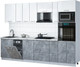 Миниатюра изображения товара Кухонный гарнитур Интерлиния Мила Gloss 2.9-ПМ3 (керамика/белый глянец/белый гранит)