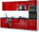 Миниатюра изображения товара Кухонный гарнитур Интерлиния Мила Gloss 3.0-ПМ3 (красный глянец/красный глянец/кастилло темный)