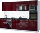 Миниатюра изображения товара Кухонный гарнитур Интерлиния Мила Gloss 3.0-ПМ3 (бордовый глянец/бордовый глянец/кастилло темный)