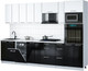 Миниатюра изображения товара Кухонный гарнитур Интерлиния Мила Gloss 3.0-ПМ3 (черный глянец/белый/белый гранит)