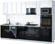Миниатюра изображения товара Кухонный гарнитур Интерлиния Мила Gloss 3.0-ПМ3 (черный глянец/белый глянец/белый гранит)