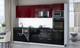 Миниатюра изображения товара Кухонный гарнитур Интерлиния Мила Gloss 3.0-ПМ3 (черный глянец/бордовый глянец/кастилло темный)
