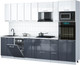 Миниатюра изображения товара Кухонный гарнитур Интерлиния Мила Gloss 3.0-ПМ3 (асфальт глянец/белый глянец/белый гранит)