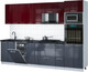Миниатюра изображения товара Кухонный гарнитур Интерлиния Мила Gloss 3.0-ПМ3 (асфальт глянец/бордовый глянец/кастилло темный)
