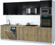 Миниатюра изображения товара Кухонный гарнитур Интерлиния Мила Gloss 3.0-ПМ3 (дуб вотан/черный глянец/дуб бунратти)