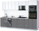 Миниатюра изображения товара Кухонный гарнитур Интерлиния Мила Gloss 3.0-ПМ3 (серый/белый/опал светлый)