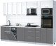 Миниатюра изображения товара Кухонный гарнитур Интерлиния Мила Gloss 3.0-ПМ3 (серый/белый глянец/белый гранит)