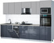 Миниатюра изображения товара Кухонный гарнитур Интерлиния Мила Gloss 3.05-ПМ3 (асфальт глянец/грей/бискайская сосна)