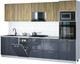 Миниатюра изображения товара Кухонный гарнитур Интерлиния Мила Gloss 3.05-ПМ3 (асфальт глянец/дуб вотан/серый каспий)