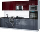 Миниатюра изображения товара Кухонный гарнитур Интерлиния Мила Gloss 3.05-ПМ3 (асфальт глянец/бордовый глянец/кастилло темный)