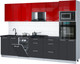 Миниатюра изображения товара Кухонный гарнитур Интерлиния Мила Gloss 3.05-ПМ3 (пепел/красный глянец/кастилло темный)