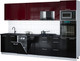 Миниатюра изображения товара Кухонный гарнитур Интерлиния Мила Gloss 3.2-ПМ3 (черный глянец/бордовый глянец/кастилло темный)
