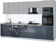 Миниатюра изображения товара Кухонный гарнитур Интерлиния Мила Gloss 3.2-ПМ3 (асфальт глянец/грей/бискайская сосна)