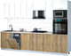 Миниатюра изображения товара Кухонный гарнитур Интерлиния Мила Gloss 3.1-ПМ3 (дуб вотан/белый глянец/травертин серый)