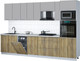 Миниатюра изображения товара Кухонный гарнитур Интерлиния Мила Gloss 3.2-ПМ3 (дуб вотан/грей/серый каспий)