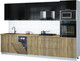 Миниатюра изображения товара Кухонный гарнитур Интерлиния Мила Gloss 3.2-ПМ3 (дуб вотан/черный глянец/дуб бунратти)