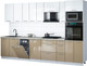 Миниатюра изображения товара Кухонный гарнитур Интерлиния Мила Gloss 3.2-ПМ3 (капучино глянец/белый глянец/опал светлый)